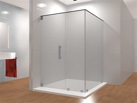 Tempered Glass Shower Door 90 Degree Frameless Layout