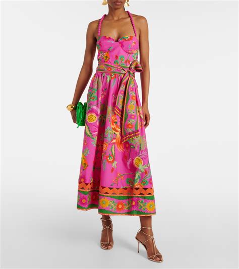 Delicate Fruit Garden Cotton Midi Dress In Multicoloured Farm Rio