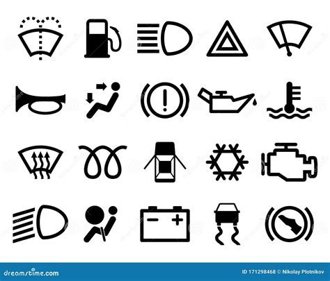 Car Dashboard Icons Set Isolated On White Background Icon Pack Car