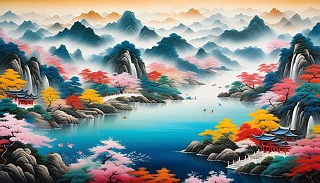 3d Colorful Painting Background Beautiful Mountain Painting Mountain