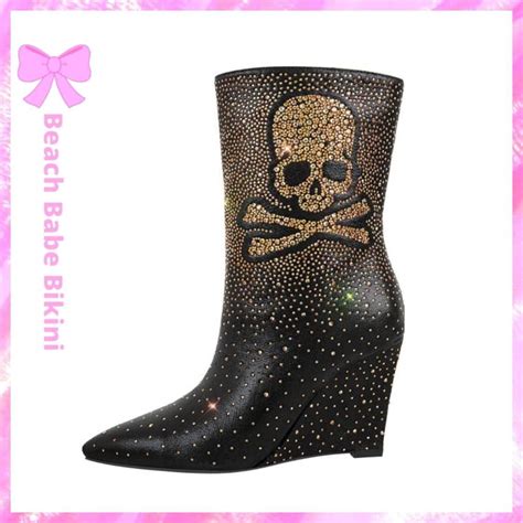 Diamonique Wedge Boots BlackBeach Babe Bikini