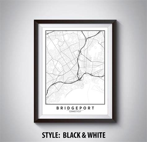 Map of Bridgeport CT Bridgeport Map Bridgeport Poster - Etsy | Bridgeport, Travel art, Oakland map