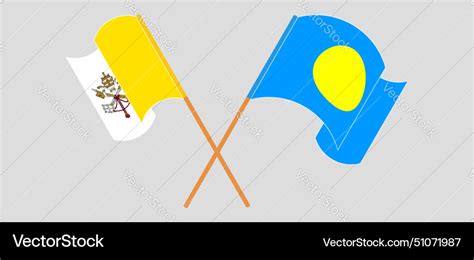 Crossed And Waving Flags Of Vatican Palau Vector Image