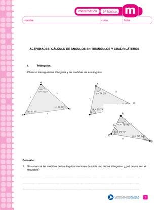 Gu A C Lculo De Ngulo En Tri Ngulos Y Cuadril Teros Pdf