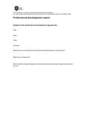 Professional Development Report Template Docx This Document Is