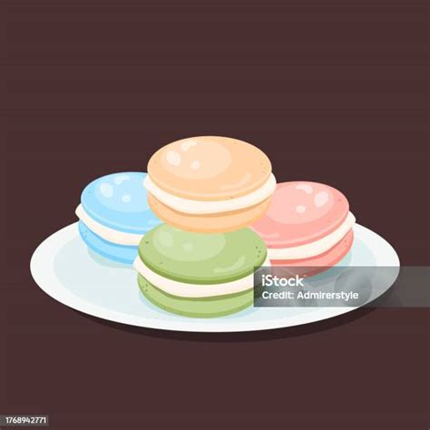 Macaroons In A Plate Delicious Dessert France Sweet Cakes Cafe Bakery