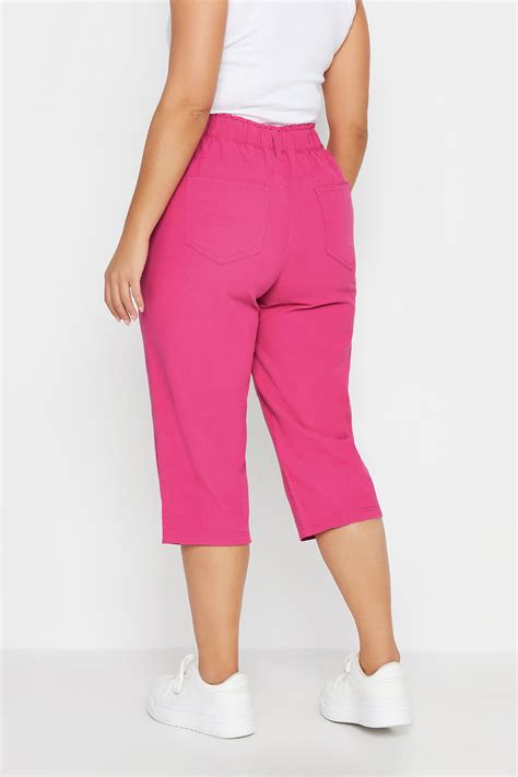 Yours Plus Size Pink Cool Cotton Cropped Trousers Yours Clothing