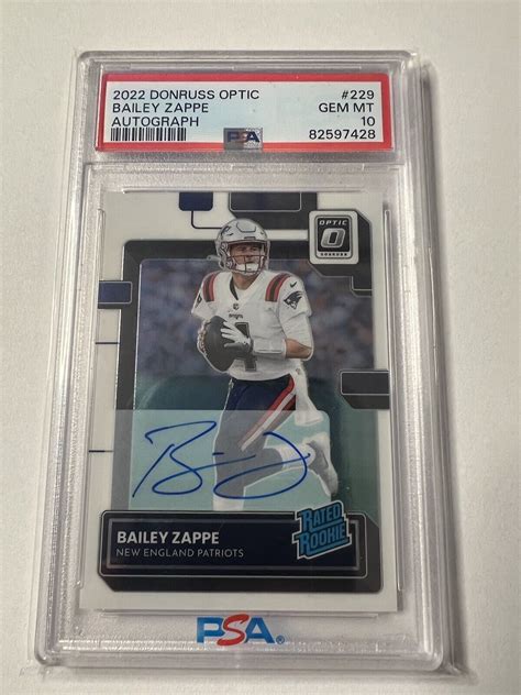 Bailey Zappe 2022 Optic 229 Rated Rookie Autographs 150 Price Guide