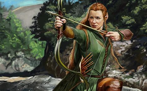 1920x1080px 1080p Free Download Tauriel Art The Hobbit Luminos Redhead Elf Arrow