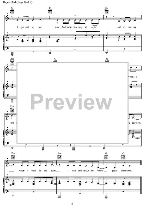 Bejeweled Sheet Music By Taylor Swift For Piano Vocal Chords Sheet Music Now