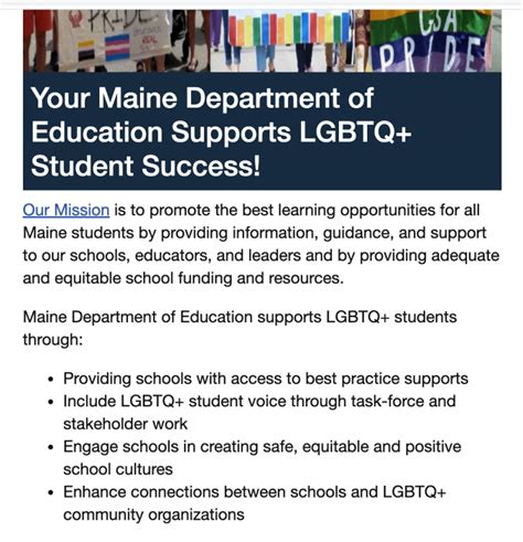 Maine Department Of Education Launches Website Section For Lgbtq Youth