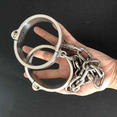 Stainless Steel Handcuffs Ankle Cuffs Fetters Collar Bondage Chastity