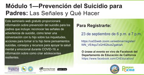 Módulo 1—prevención Del Suicidio Para Padres Las Señales Y Qué Hacer