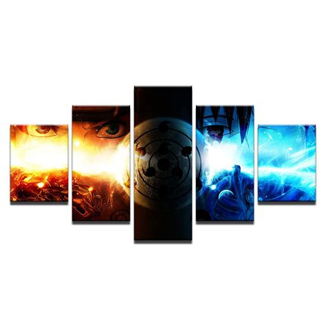 Naruto Sasuke Uzumaki 5piece Hd Canvas Wall Art For Living Room