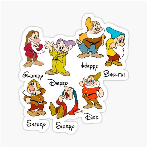 7 Dwarfs Sticker For Sale By Allegraravitz Redbubble