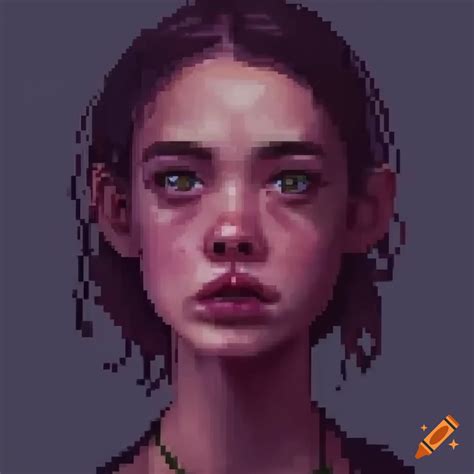 Detailed Realistic Pixel Art Character Of A Girl In A Video Game