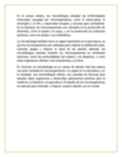 Solution Resumen Sobre La Microbiologia Microbiologia Studypool