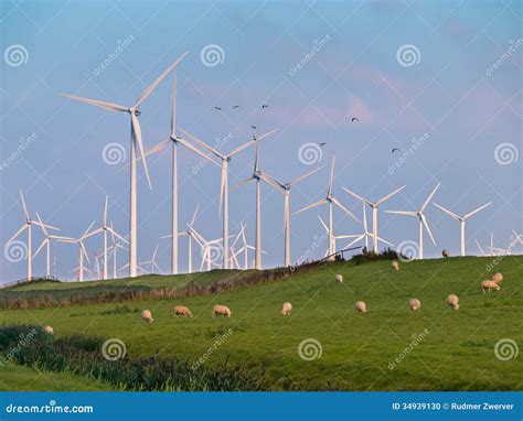 Turbine Et Oiseaux De Vent Photo Stock Image Du Industriel 34939130