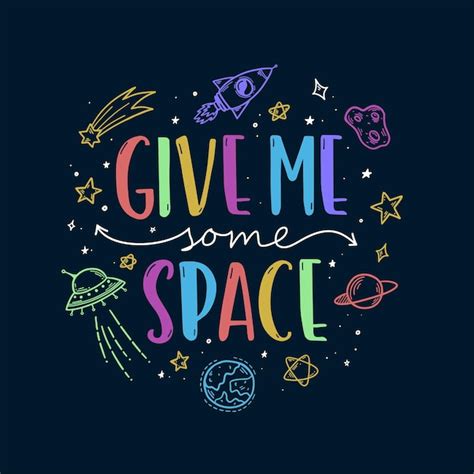 Premium Vector Space Theme Doodle Slogan Vector Illustration