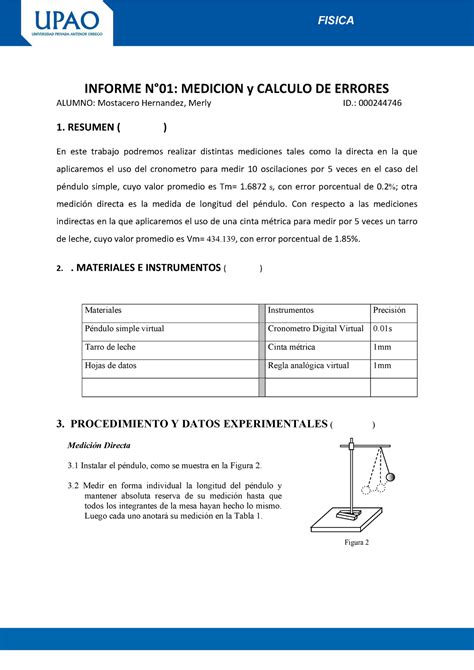 FIS I Mediciones Y Calculo DE Errores MMH INFORME N01 MEDICION Y