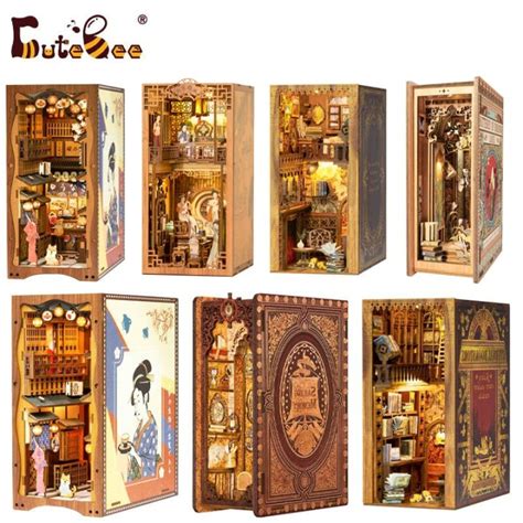 CUTEBEE DIY Book Nook DIY Miniature House Kit With Furniture And Light