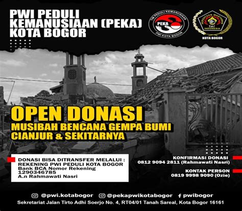 PWI Bogor Open Donasi Untuk Korban Gempa Cianjur