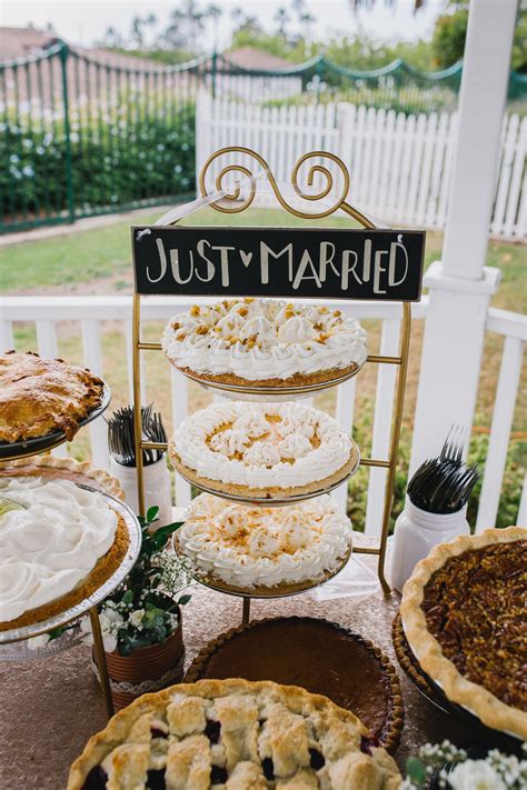 Soft And Sweet Rustic Diy Wedding Rustic Wedding Pie Dessert Display