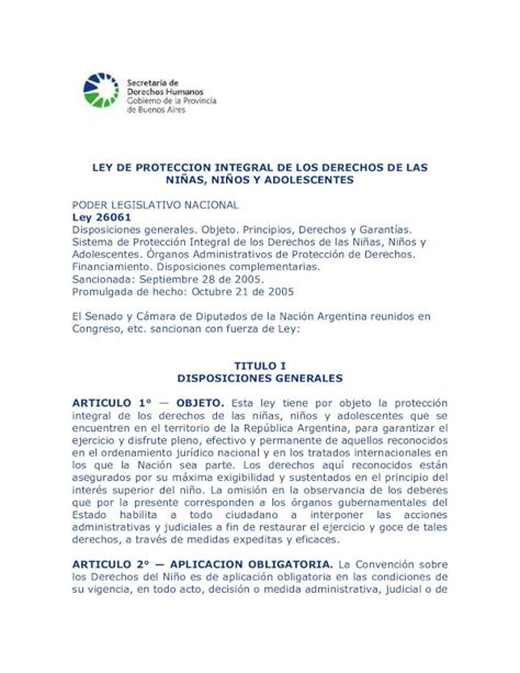 Pdf Ley De Proteccion Integral De Los Derechos Ley De