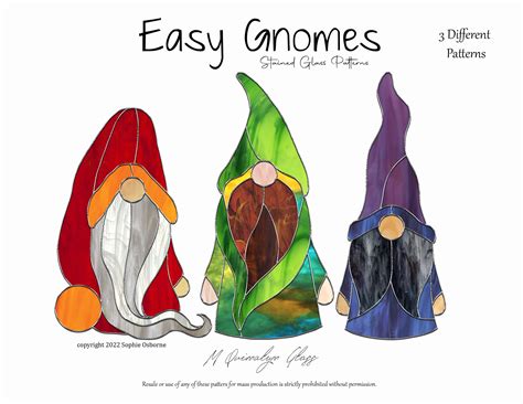 Easy Gnomes Stained Glass Patterns Etsy Canada