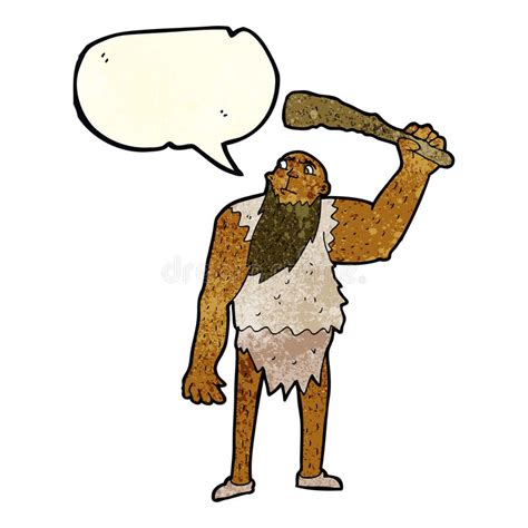 Neanderthal De La Historieta Con La Burbuja Del Discurso Stock De