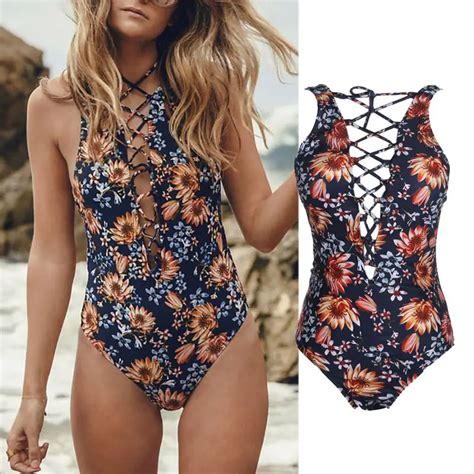 Cross1946 One Piece Swimsuit Summer Beach Vintage Wear Bandage Monokini