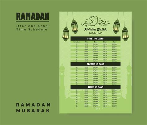 Ramadan Calendar Design Template 2024 Ramadan Schedule Imsakia Design