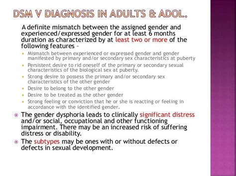 Gender Dysphoria Or Gender Idendity Disorder Dsm 5