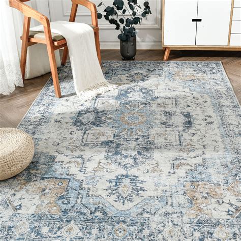 Jinchan Persian Traditional Area Rugs X Blue Foldable Oriental