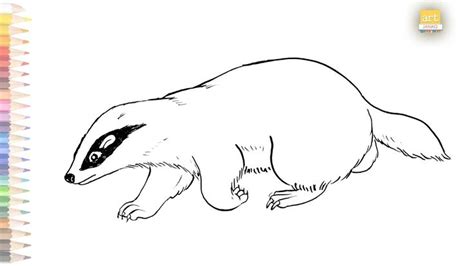 Badger outline drawing 01 / How to draw a Badger drawing step by step / #artjanag | Outline ...