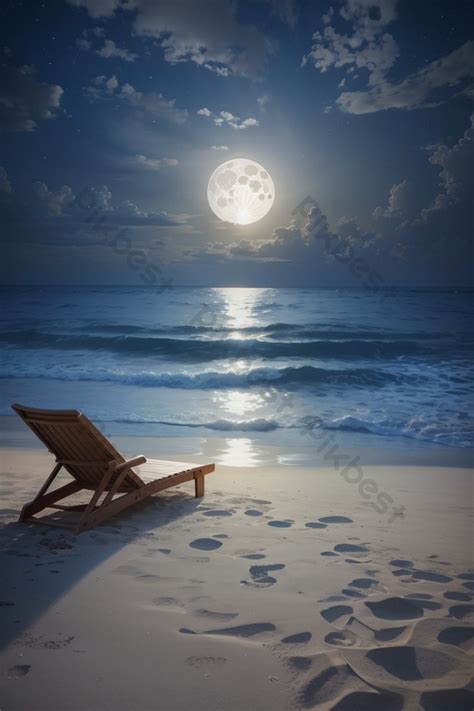 Sandy Beach With Ocean Views Night Scene Background Photo | JPG Free ...