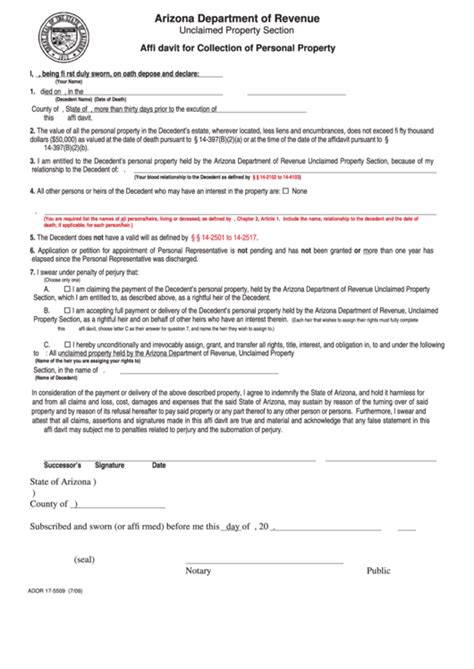 Form Affidavit Printable Form