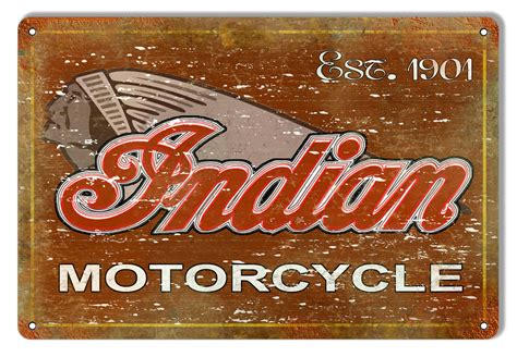 Indian Motorcycle 1901 Series Vintage Metal Sign 12x18 - Reproduction Vintage Signs