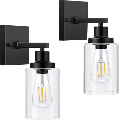 LUNSY Bathroom Vanity Light Wall Sconces Set Of Two Black Bathroom