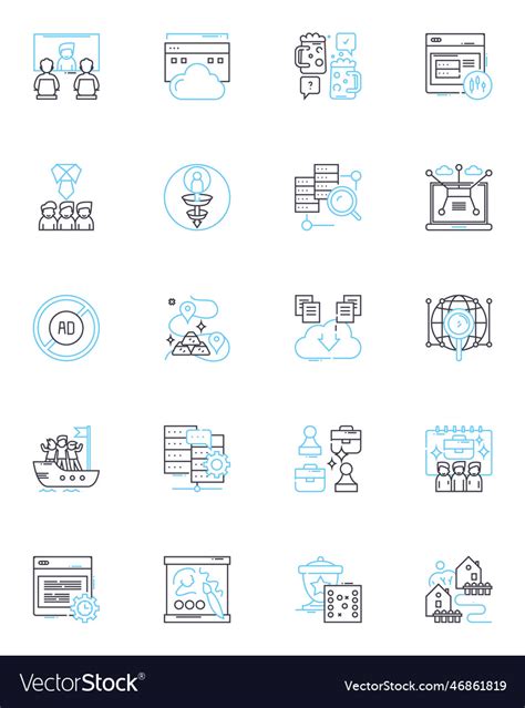 Communication technology linear icons set Vector Image