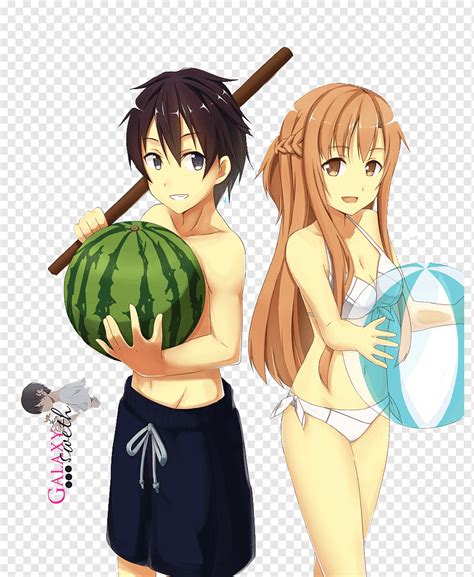 Kirito asuna leafa espada arte en línea sinon melón de agua cg