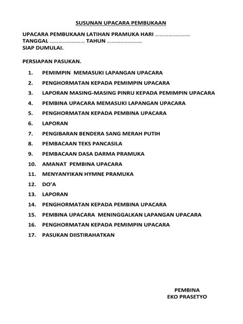 Susunan Upacara Pramuka Pdf