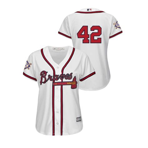 Women's 2019 Jackie Robinson Day Atlanta Braves White Cool Base Majestic Official Jersey ...