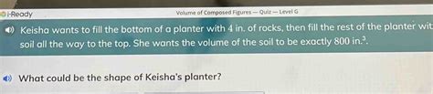 Solved I Ready Volume Of Composed Figures — Quiz — Level G Keisha