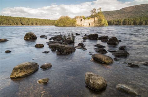 Ancient Castle On Loch An Eilein In The Cairngorms National Park Of