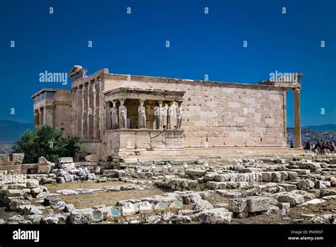 Erechtheion Temple With Caryatid Porch Athens Greece Panoramic View