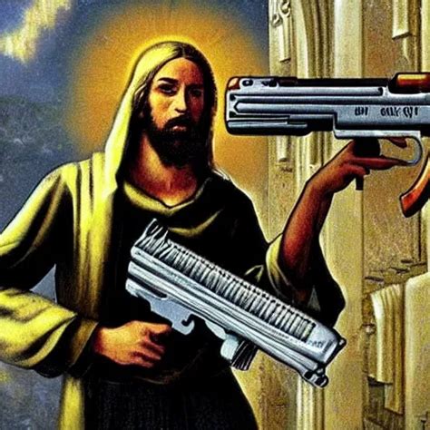 Jesus With Guns Killing Demons Stable Diffusion Openart