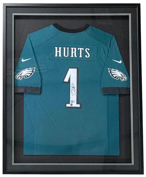 Jalen Hurts Signed Eagles Custom Framed Nike Jersey Display Beckett