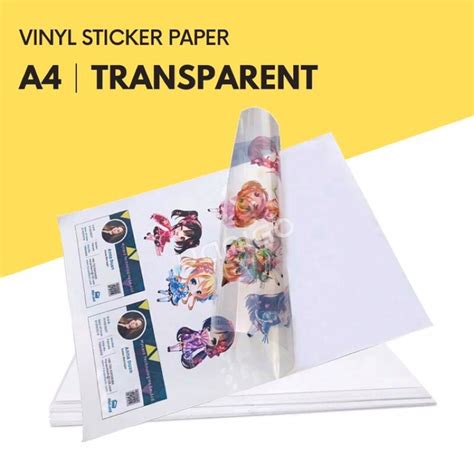 A4 Inkjet Clear Vinyl Sticker Paper Transparent Non Waterproof Shopee