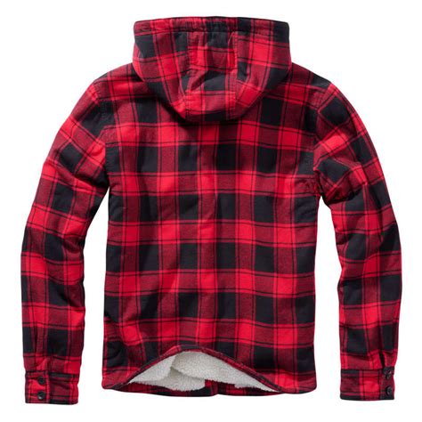 Brandit Kurtka W Krat Z Kapturem Lumberjacket Czarno Czerwona Xl